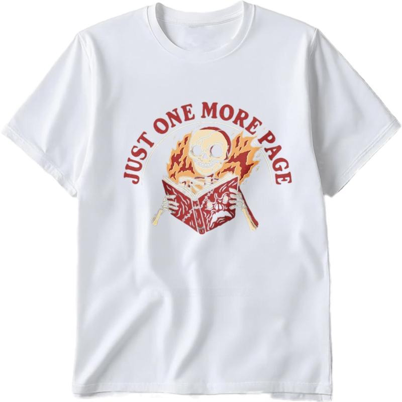 Casual summer For him t shirt Skeleton Reading Book With Flames Short Sleeve Workout O Neck tees men cotton tshirt male tops