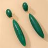 Silver Needle Retro Emerald Water Drop Shaped Long Earrings Personalized Exaggerated Earrings
