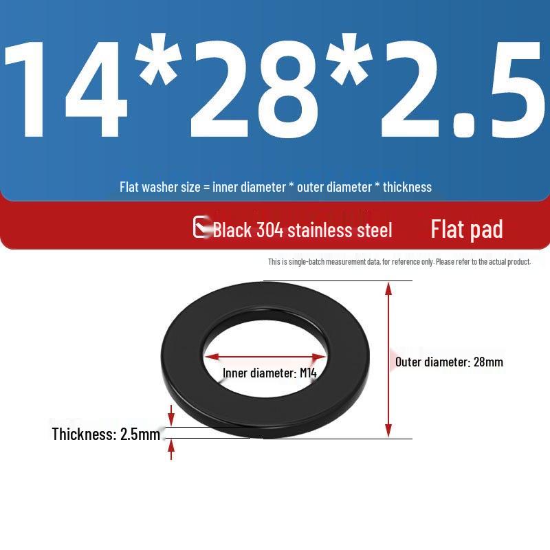 Ultra-Thin Black Zinc-Plated Stainless Steel Flat Washer (M2-M20)