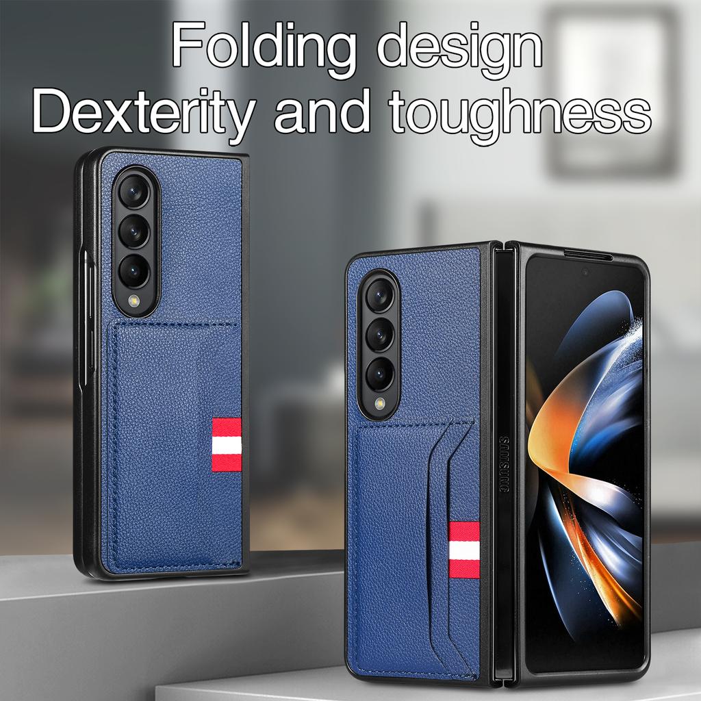 Leather Card Slot Business Case For Samsung Galaxy Z Fold 4 Fold3 Fold4 Fold2 Fold 3 2 5g Zfold4 Matte Feeling Phone Bag