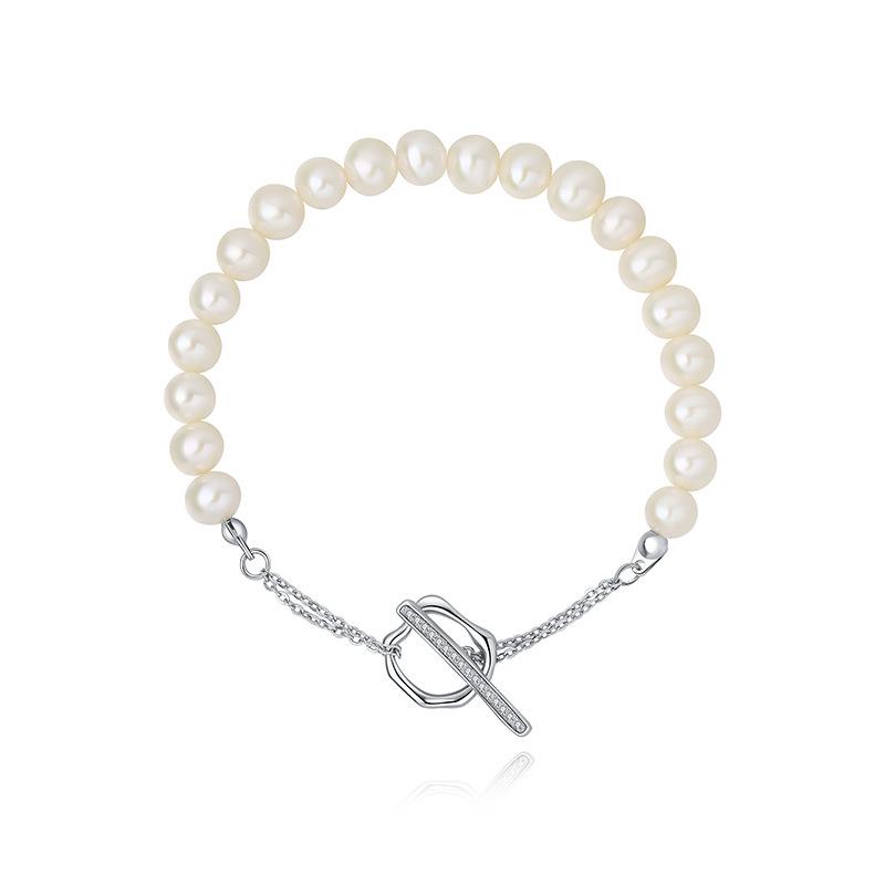Elegant S925 Sterling Silver Women s Bracelet with Retro Style and Freshwater Pearls - High-End French-Inspired Jewelry. 925 Silver