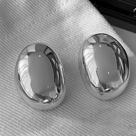 

Fashion Geometrice Round Chunky Drop Earrings for Women Smooth Metal Dome Big Thick Studs Punk Zircon Gifts