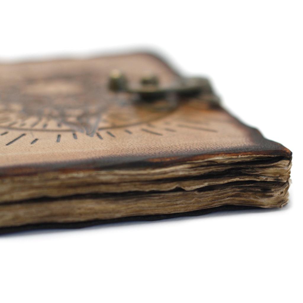 Leather Notebook Skull and Pentagon Burnt Edges 7x5