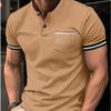 Men's Spring New Solid Color Stand Collar Pocket Casual Versatile Short Sleeve Top