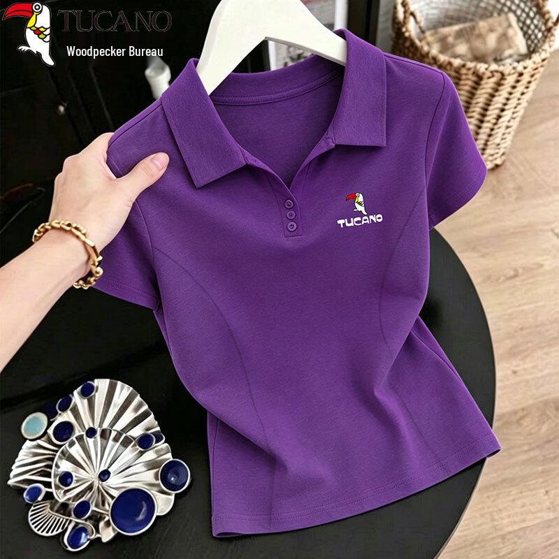 Woodpecker Women's Cotton Polo Short Sleeve T-Shirt