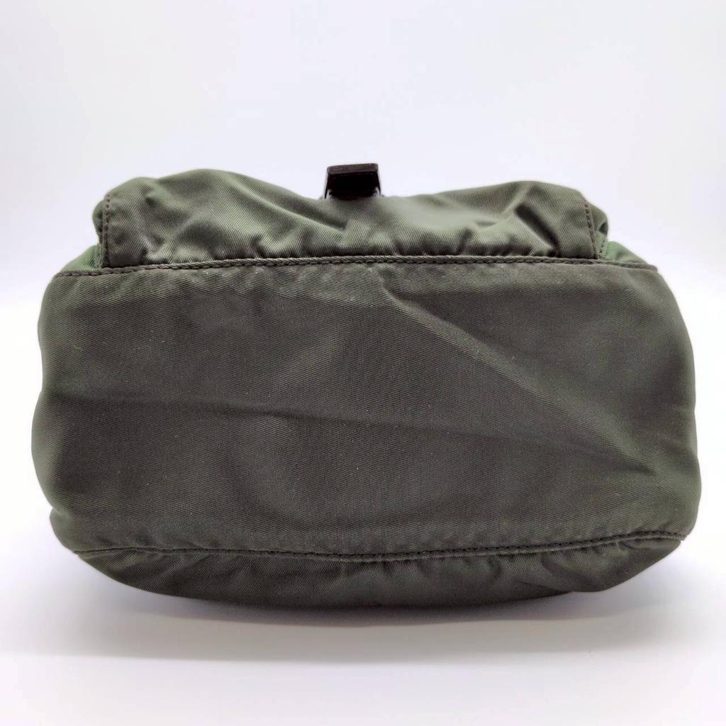 PRADA Tessuto Nylon Shoulder Messenger Bag Crossbody Khaki Dark Green Triangle Logo Plate