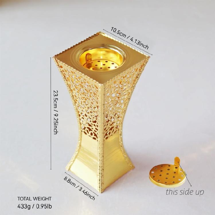 Metal Hollowout Incenses Holder Middle Eastern Bakhoor Burners Censers for Muslims Islamic Festival Desktop Decoration