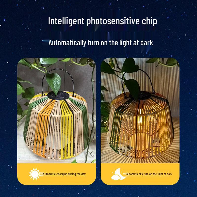 Handmade Solar Rattan Lantern - Four Colors, Stylish Decorative Garden Lamp