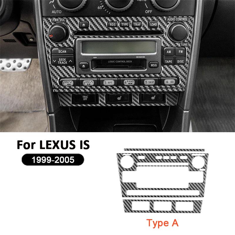 Carbon Fiber Car Center Console Multimedia CD Control Panel Frame For LEXUS IS 1999-2005 Interior Accessories Decoration Sticker