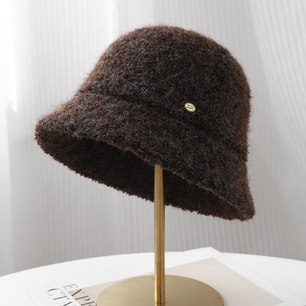 High Quality Exquisite Small Standard Solid Color Basin Hat Plush Lamb Wool Warm Fisherman Hat Children Autumn and Winter Bucket Hat