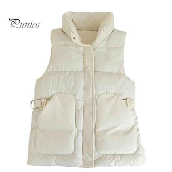 

Зимний женский жилет, пальто, утолщенный, с застежкой-молнией, отложным воротником, без рукавов, с регулируемым поясом, однотонный, ветрозащитный, сохраняющий тепло M бежевый