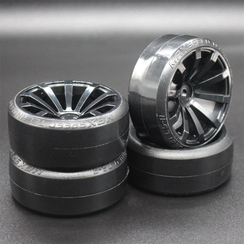 4Pcs RC 1:10 Drift Car Plastic Wheel Rim &Tyre Tires For HSP 94123/94122/94103/D4/D3
