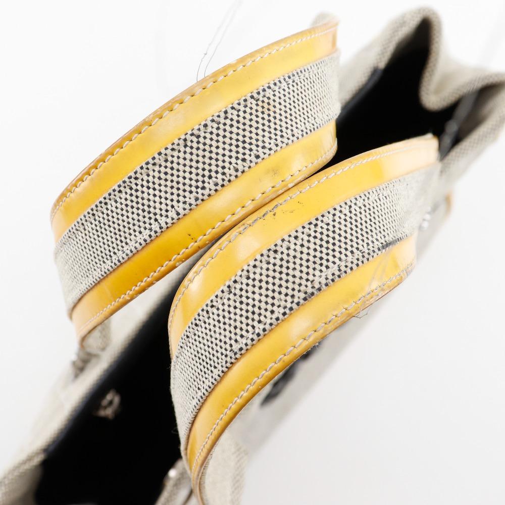 Chanel Camellia NO5 Tote Bag Chocolate Bar Chain Tote Gray/yellow Canvas Women Used