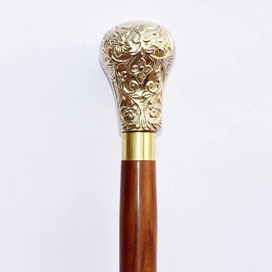 Canes and Walking Sticks In Natural Wood with a Brass Handle