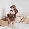Unisex Baby Quilted Winter Romper - Waffle Knit Cotton Jumpsuit
