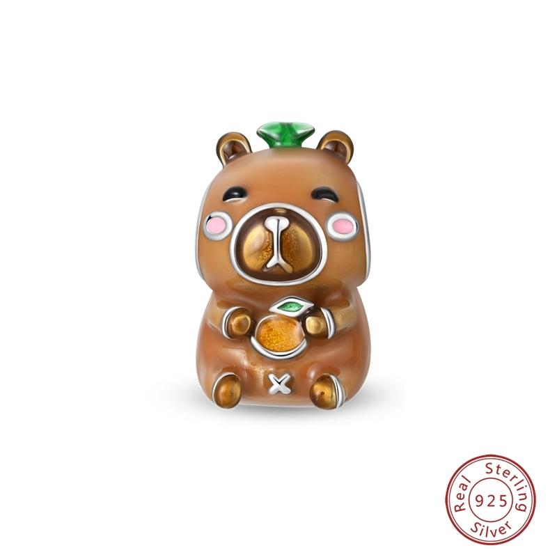 100% Copper Cat Elephant Capybara Bear Swan Easter Egg Love Charms Beads Fit 3Mm Original Bracelets Diy Jewelry