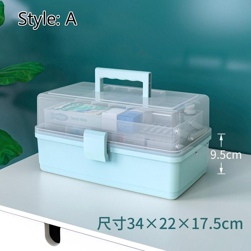 

Большая вместимость коробки-органайзера для семейной медицины, портативная аптечка первой помощи, контейнер для хранения лекарств, семейный набор косметики, коробки для хранения Style A-Blue