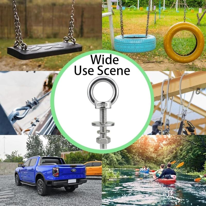 Bullone a occhio in metallo industriale M10X50mm 440 libbre Carico di lavoro sicuro Ferramenta di imbracatura sicura Bullone a occhio in metallo Fissaggio per esterni