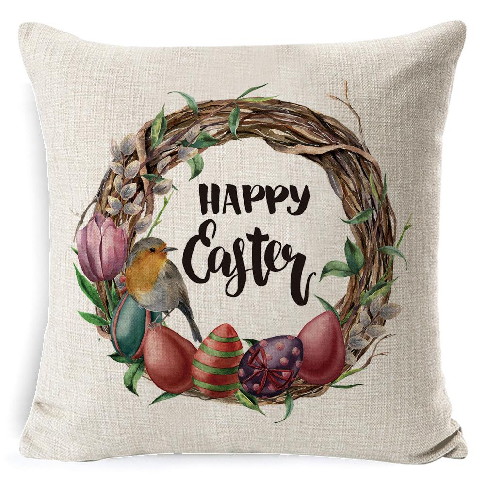 New Digital Printing Easter Theme Pillow Cover Cushion Cover Cute Bunny Truck Animal Pillow Cover