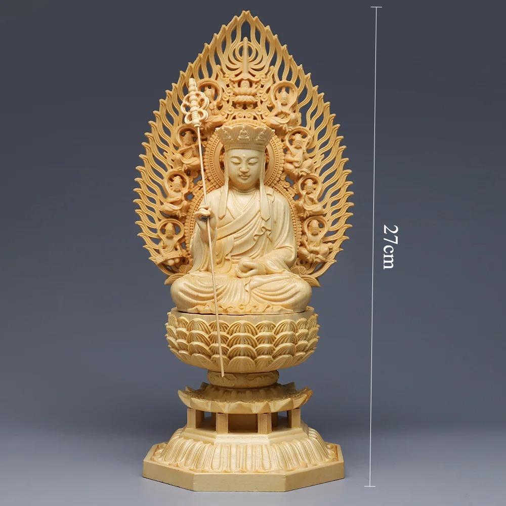 

1pc Wooden Buddha statue ornaments Wooden carving crafts Feng Shui Accessories home decoration Solid wood lotus platform