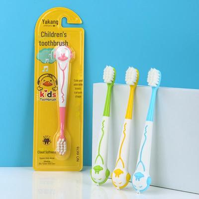 Escova de dentes de cerdas macias para crianças - Design de leão de desenho animado, pacote único para idades de 3 a 12 anos