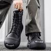 Large-size Autumn High-top Versatile Black Shoes, Men's Outdoor Anti-slip and Wear-resistant Casual Leather Boots