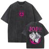 Washed Vintage Anime Jojo Bizarre Adventure Tshirt Manga Giorno Giovanna T Shirts Men Women Casual Oversized ONeck Tshirts
