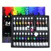 24-Color Acrylic Paint Set with 10 Brushes and Oval Palette