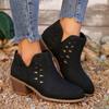 Fashion Women's Chunky Single Boots Autumn New Round Head Hollow Anti-slip Wear Resistance You Wear Short Boots