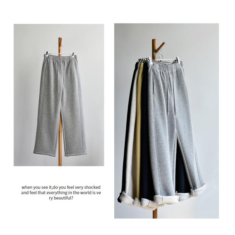 [Two-wear master pants] Winter women's clothing newly thickened casual wide-leg loose sports cotton sweatpants casual pants