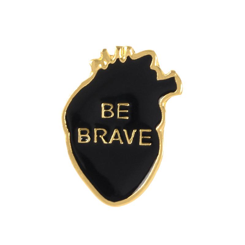 Trendy Black Heart Enamel Drip Brooch - BE BRAVE Denim Accessory