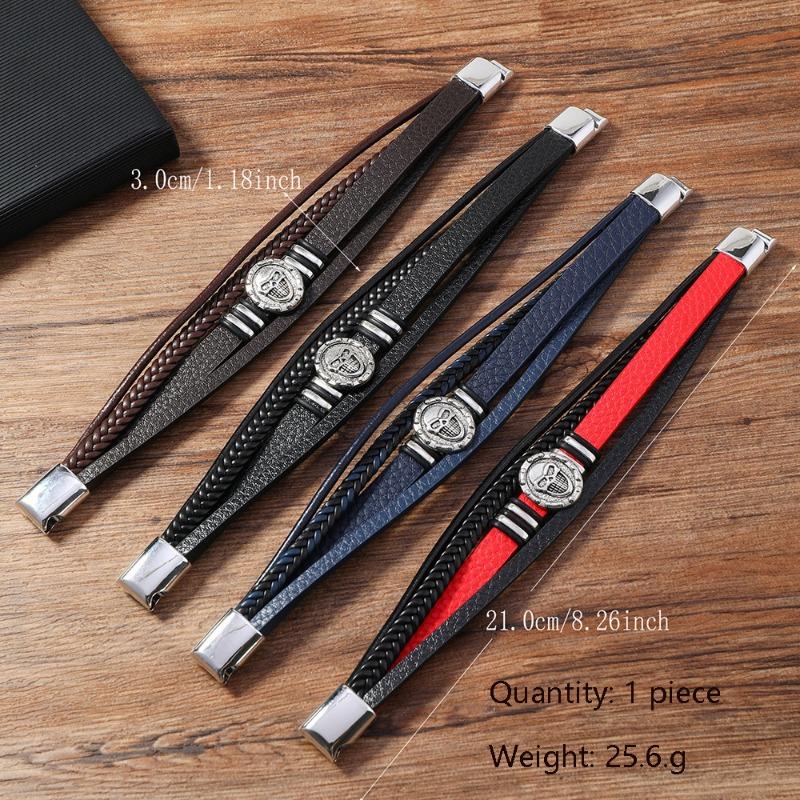 EMU new product personalized fashion hand-woven leather skull magnetic bracelet bracelet bracelet