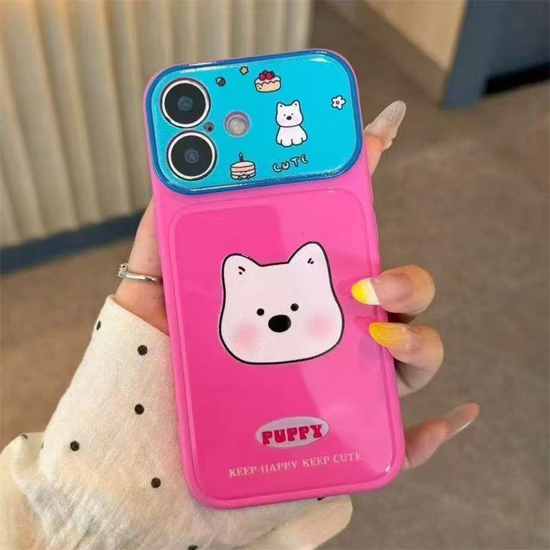 Cute Cartoon Animal Phone Case, Colorful Large Window Lens Protective Soft Cover for Girls