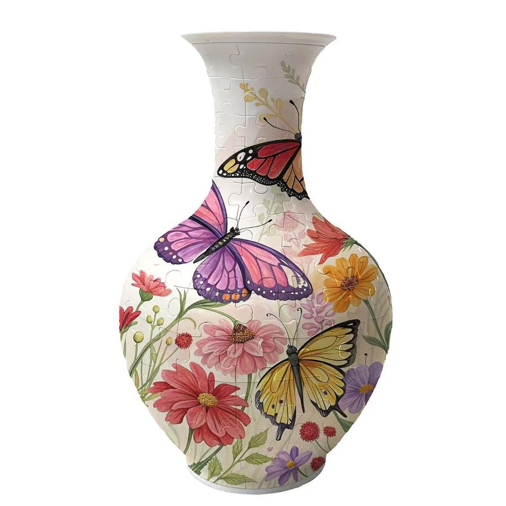3D Puzzle House Vase Decorative Piece – DIY Floral Container For Living Room Decor