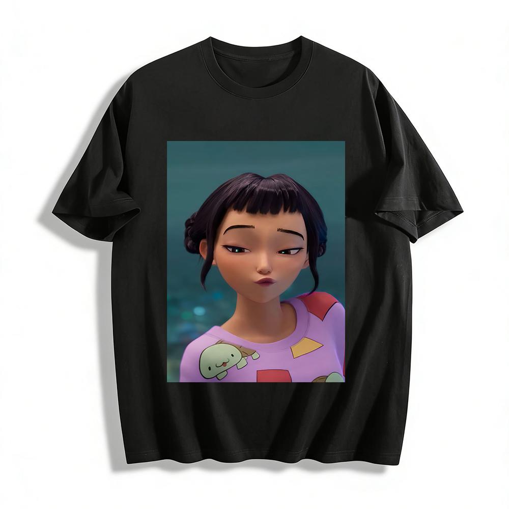 

Cute Style Cute Turtle Print Crew Neck Top Casual Loose Daily Versatile Short Sleeve T-Shirt For Girls Pure cotton T-shirt 6XL