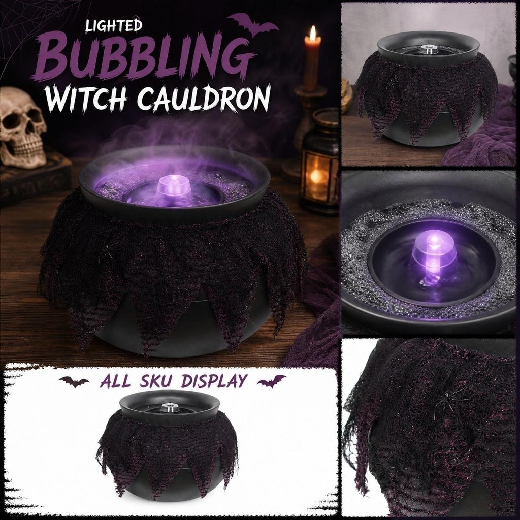 Beleuchtete blubbernde Hexenkessel-Dekoration für Halloween-Party-Requisiten