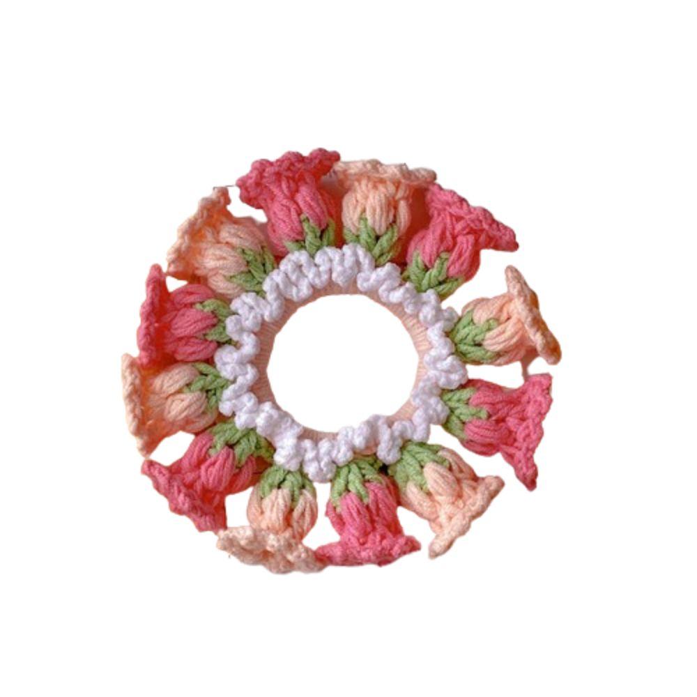 Handmade Crocheted Flower Scrunchies Flores Convallariae Sweet Hair Tie Knitted Hair Rope  Girls