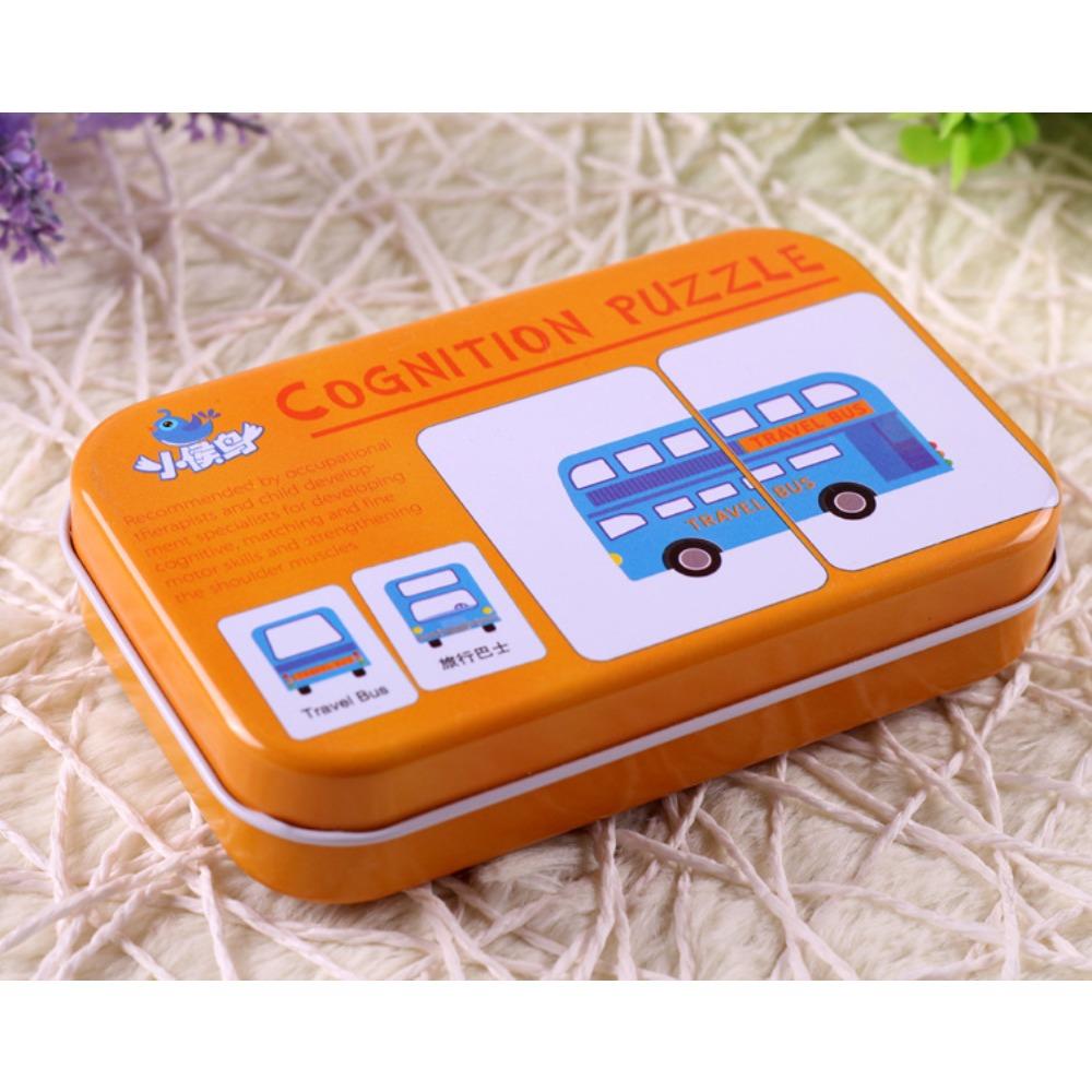 Tin Box Early Education Matching Card Baby Enlightenment Cognition 0-3 Years Old Can't Tear Literacy Card Toy