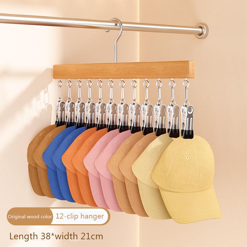 Solid Wood Stainless Steel Pants Clip Seamless Belt Clip Dormitory Wardrobe Skirt Scarf Pants Home Hanger Storage Artifact