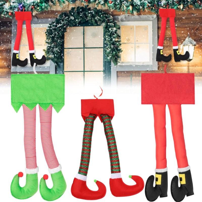 Festive Cross-border Christmas Elf Legs Adorned With Classic Red And Green Stripes
