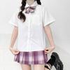 JK Academic Style Cream White Shirt - Autumn Top, Loose Fit, Plus Size, Long or Short Sleeve, Female Student Uniform