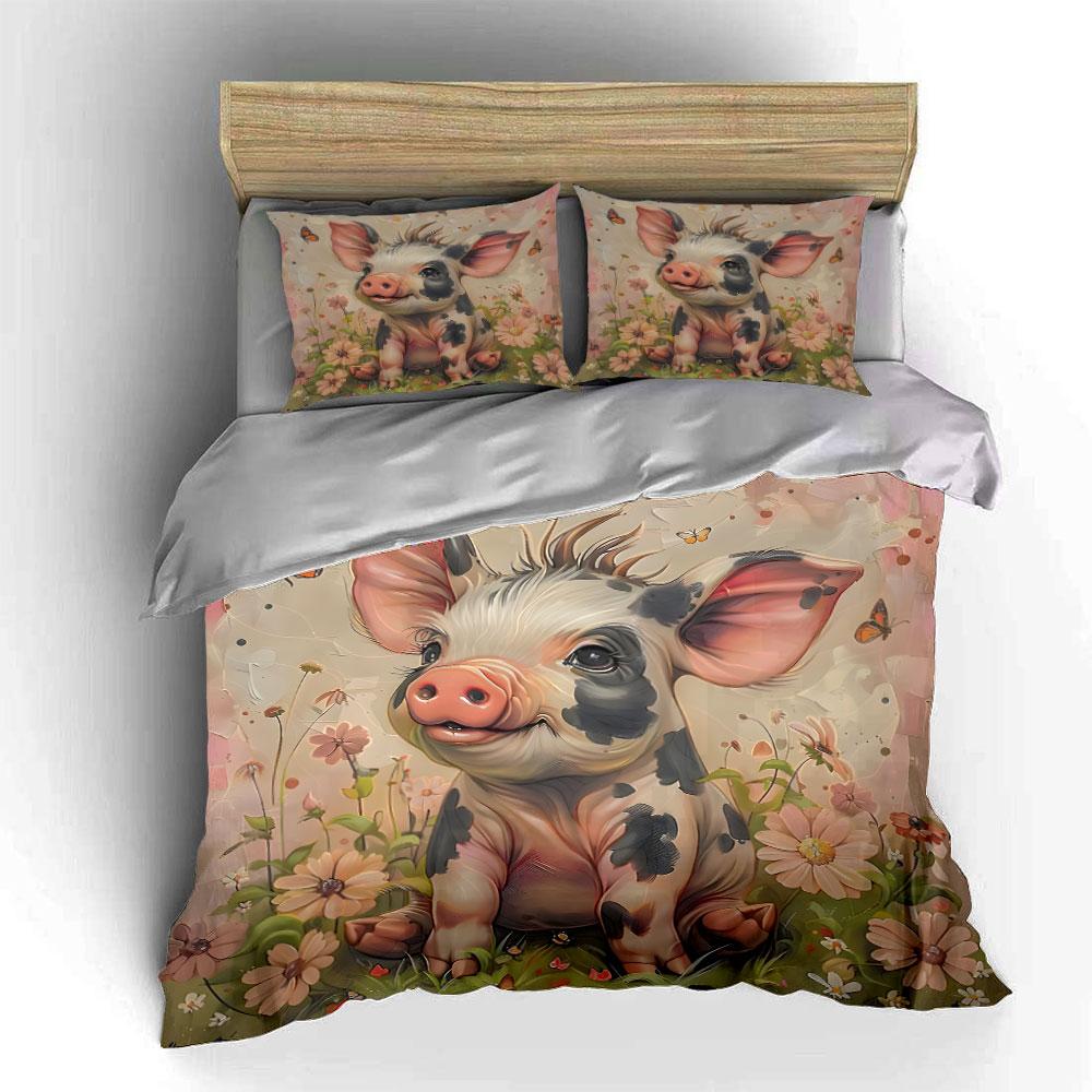"Whimsical Piggy Paradise." Bedding Sets Duvet Covers Pillowcases(1* Duvet Cover 2* Pillowcases Without Duvet Insert)