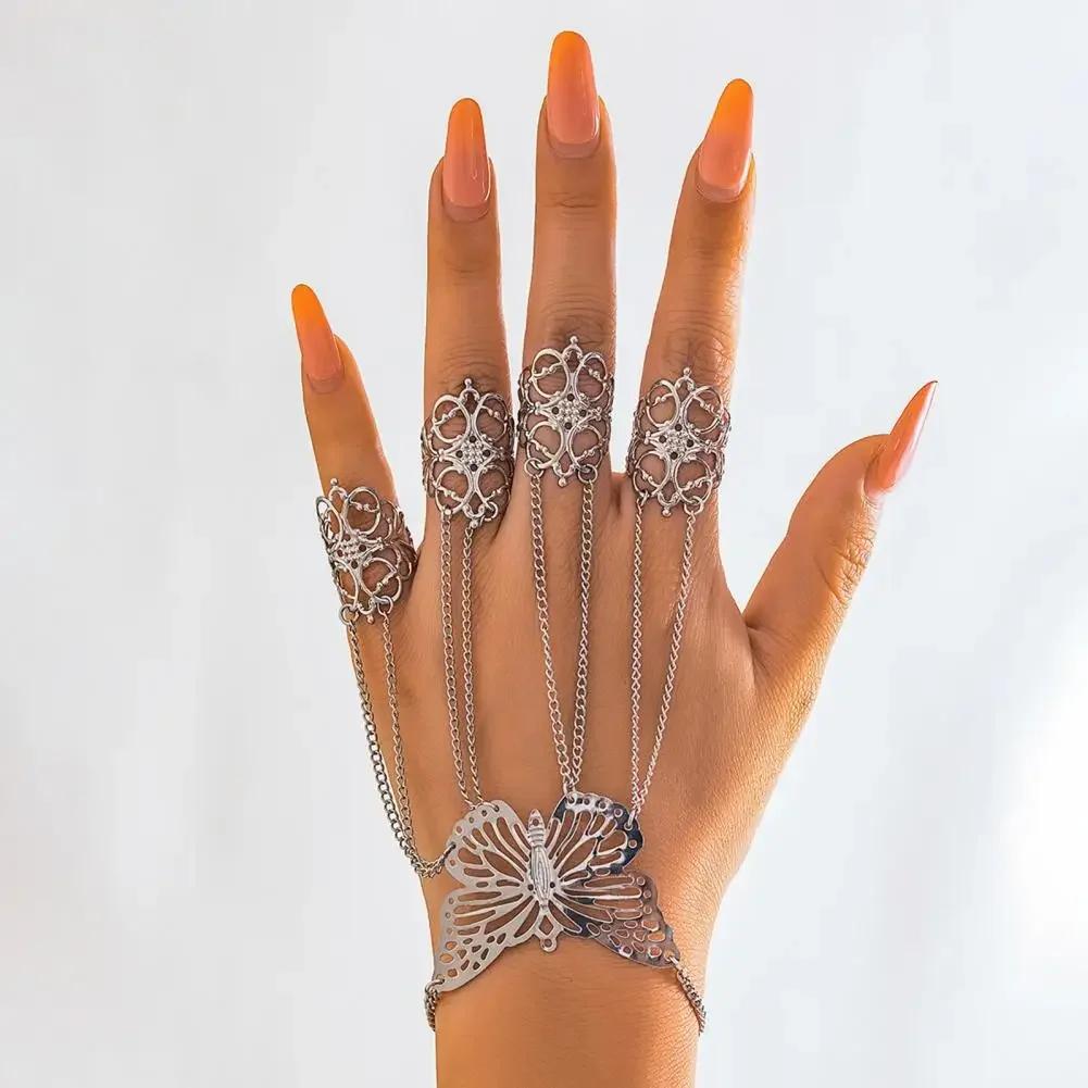 Alloy Finger Claw Bracelet Jewelry Finger Claw Bracelet Punk Nail Chain Ring Bracelet Ghost Finger Decorative Mittens for A