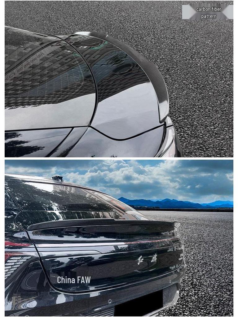 Universal Carbon Fiber Rear Spoiler for Hongqi H6 - No-Drill Wind Deflector