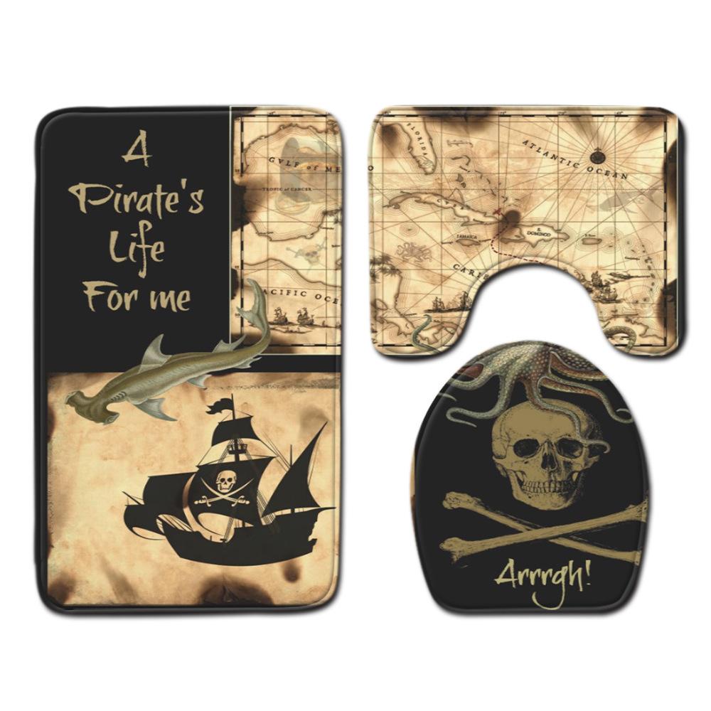 Covor de podea creativ din trei piese pentru toaletă, covor de ușă, covor de baie, covor de ușă moale antiderapant