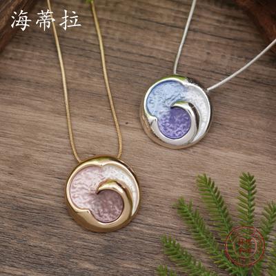 Luxury New Enamel Color Geometric Petal Small Pendant, Women's Simple and Advanced Clover Flower Necklace