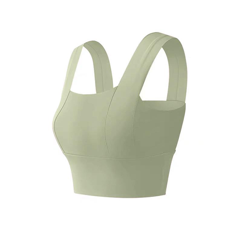 Yoga underwear women with chest pads shockproof gathering running fitness vest square neck beautiful back wear short top
