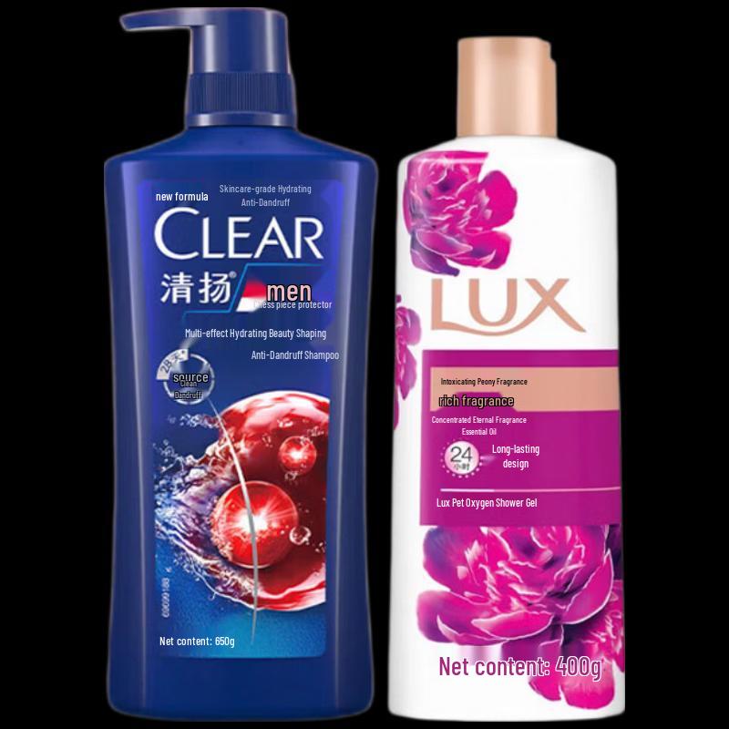 Набор: Шампунь Clear Men против перхоти и Гель для душа Lux с ароматом пиона