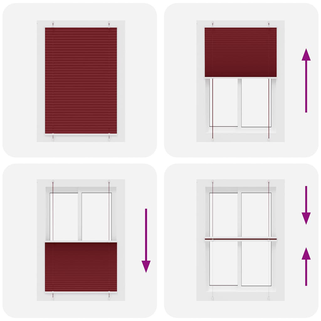 Burgundy Red Pleated Blind 85X150 Cm Fabric Width