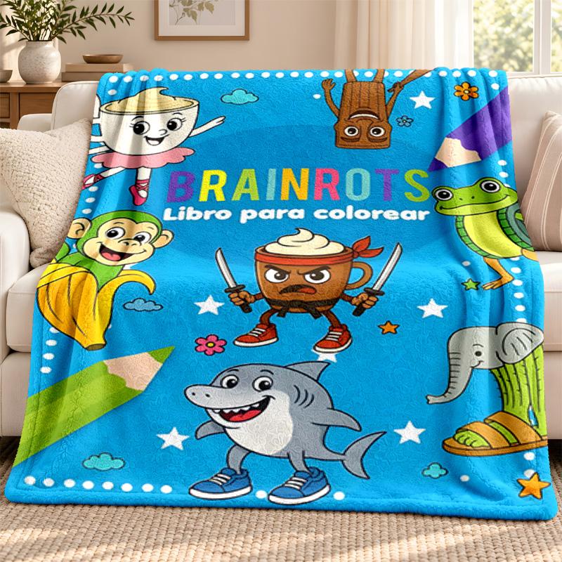 Brainrot blanket Flannel Blanket Soft Cozy Plush Throw for Sofa Bed Lightweight Home Decoration Outdoor camping